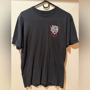 Combat Iron Black Short-Sleeve Graphic Tee with Tiger Emblem